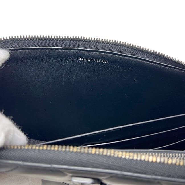 Balenciaga Zip Around Wallet B Logo Black Leather — view 4