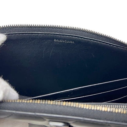 Balenciaga Zip Around Wallet B Logo Black Leather — view 4