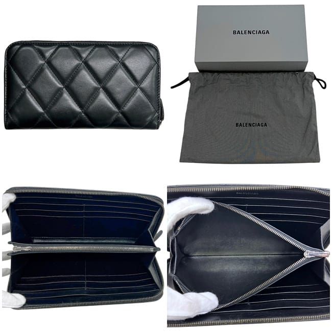 Balenciaga Zip Around Wallet B Logo Black Leather — view 2