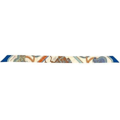Hermes Ribbon Scarf Twill Beige Blue Dressed Horse Grand Apparat Already — view 2