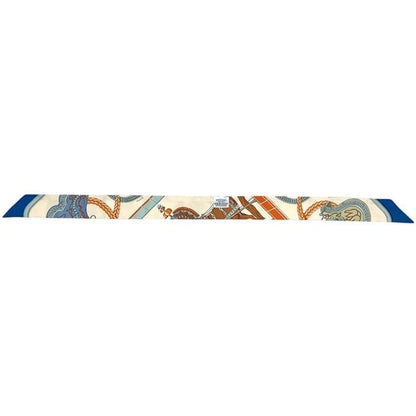 Hermes Ribbon Scarf Twill Beige Blue Dressed Horse Grand Apparat Already — view 3