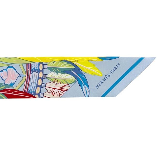 Hermes Ribbon Scarf Twilight Blue Yellow Dance Pacific Already Cleaned Silk — view 6