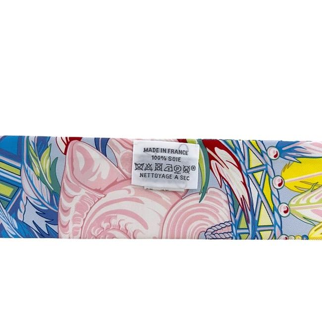 Hermes Ribbon Scarf Twilight Blue Yellow Dance Pacific Already Cleaned Silk — view 4