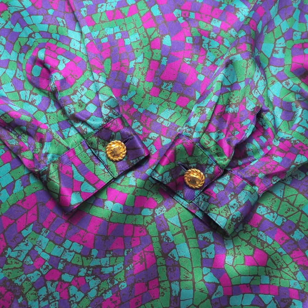 Celine Vintage Blouse Back Button Silk — view 4