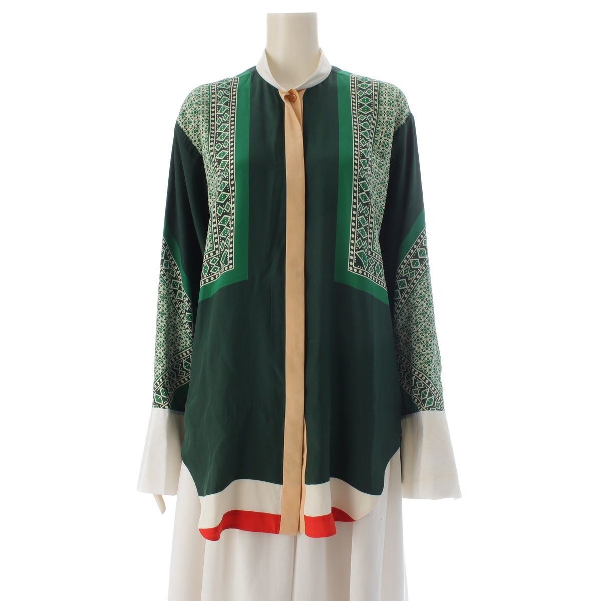 Celine Silk Phoebe Philo Runway Era All Over Pattern Dress Scarf Long Sleeve