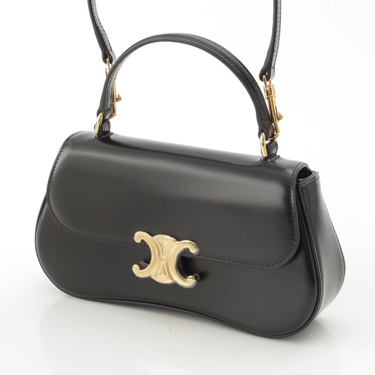 Celine Leather Triomphe Teen Lola 2-Way Handbag Black — view 2