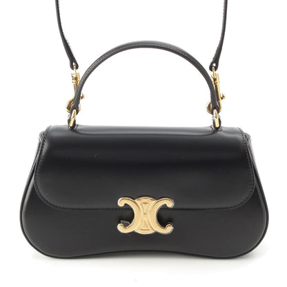 Celine Leather Triomphe Teen Lola 2-Way Handbag Black