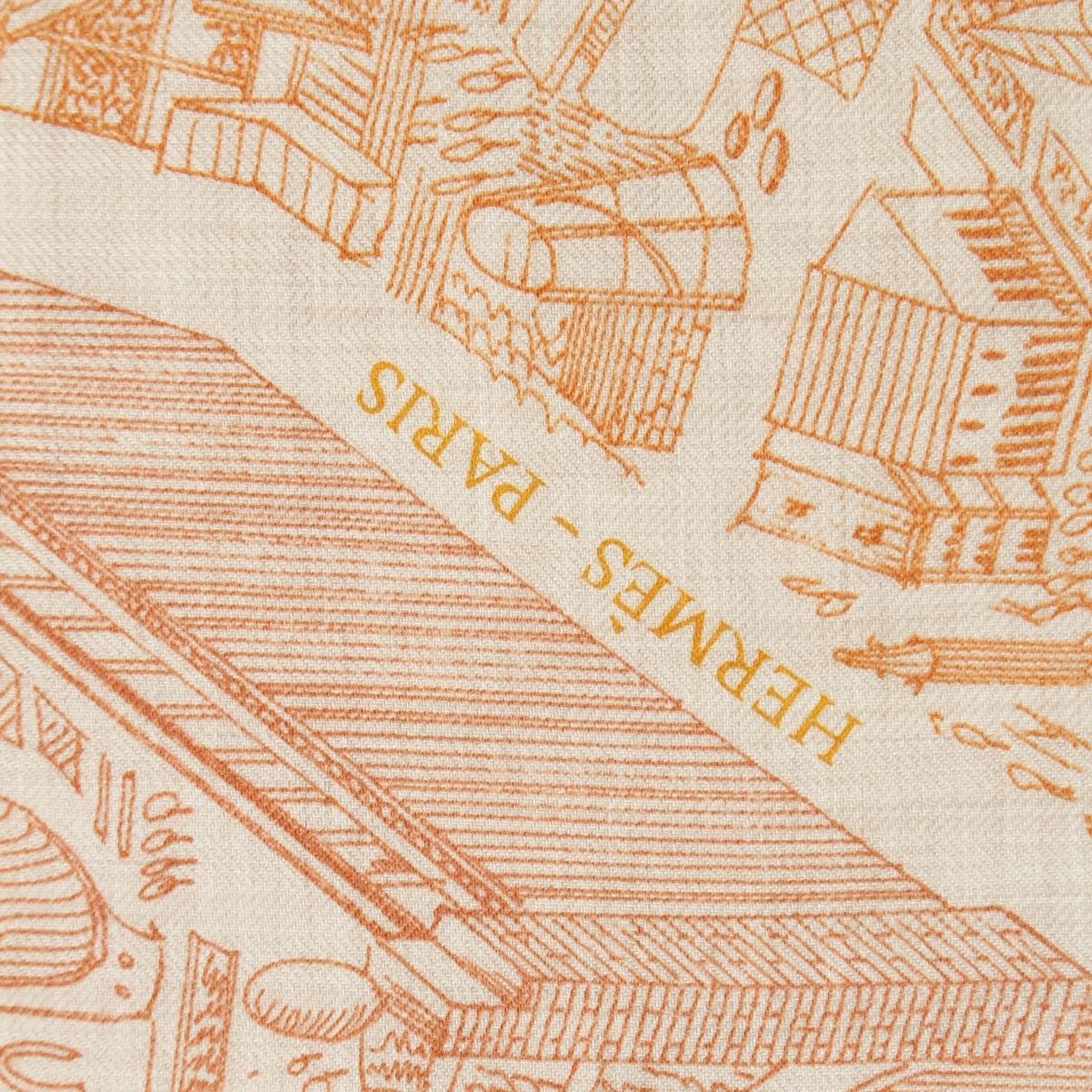 Hermes Carre Geant 140 Cashmere Silk la Nouvelle Cite Cavaliere Scarf Beige — view 6