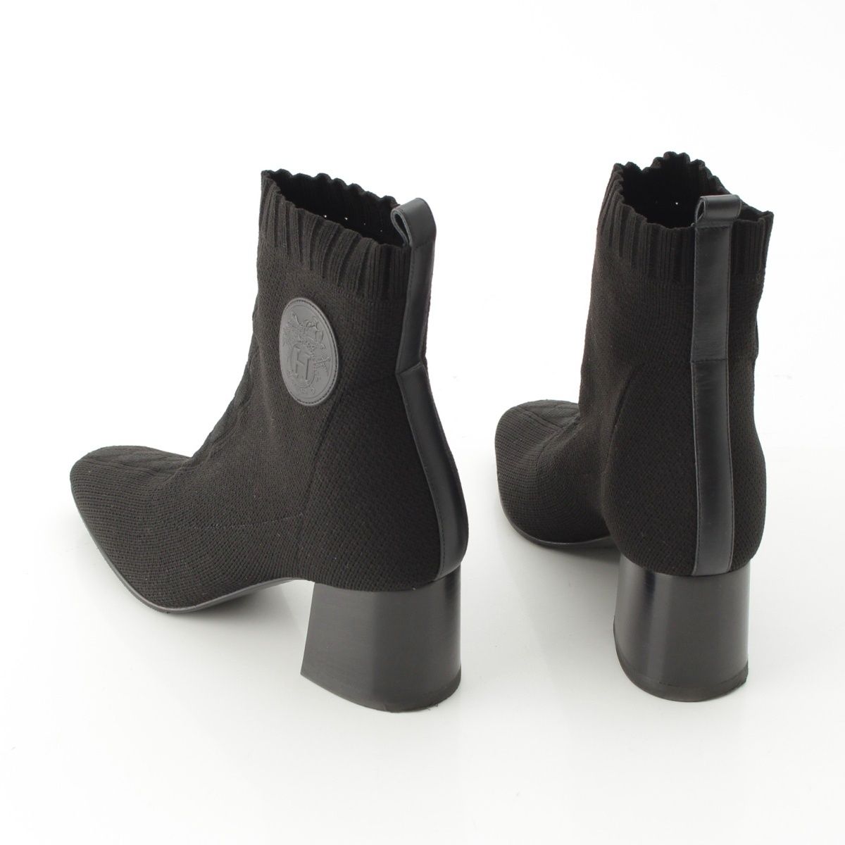 Hermes Volvert Ex-Libris Knit Heels Boots Black — view 4