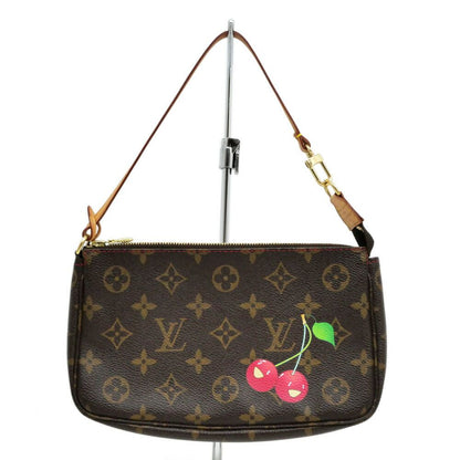 Louis Vuitton Monogram Cherry Pochette Brown Leather Pouch Mini Bag Takashi