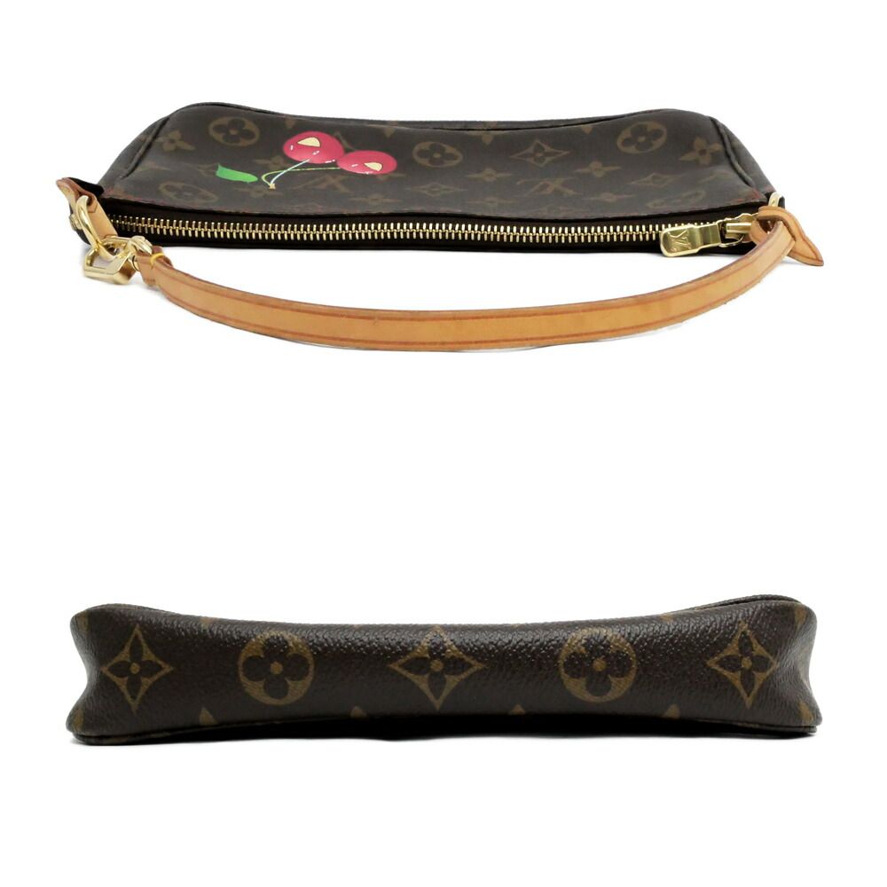 Louis Vuitton Monogram Cherry Pochette Brown Leather Pouch Mini Bag Takashi — view 3