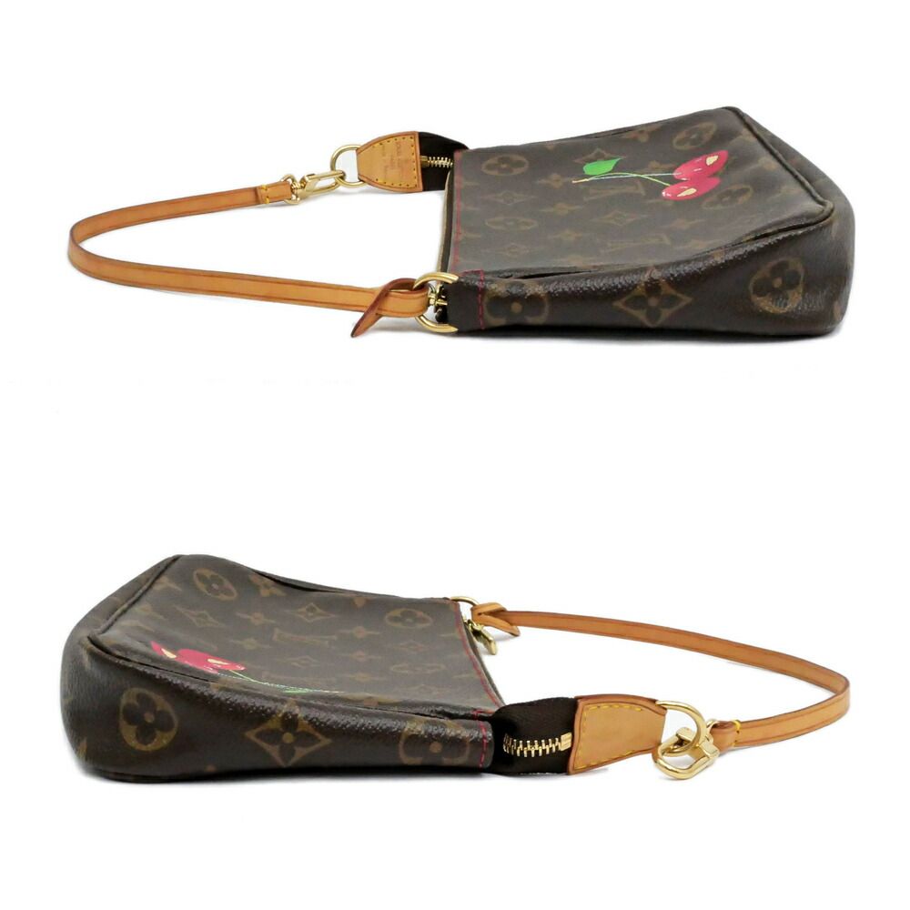 Louis Vuitton Monogram Cherry Pochette Brown Leather Pouch Mini Bag Takashi — view 4