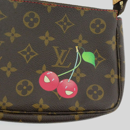Louis Vuitton Monogram Cherry Pochette Brown Leather Pouch Mini Bag Takashi — view 7