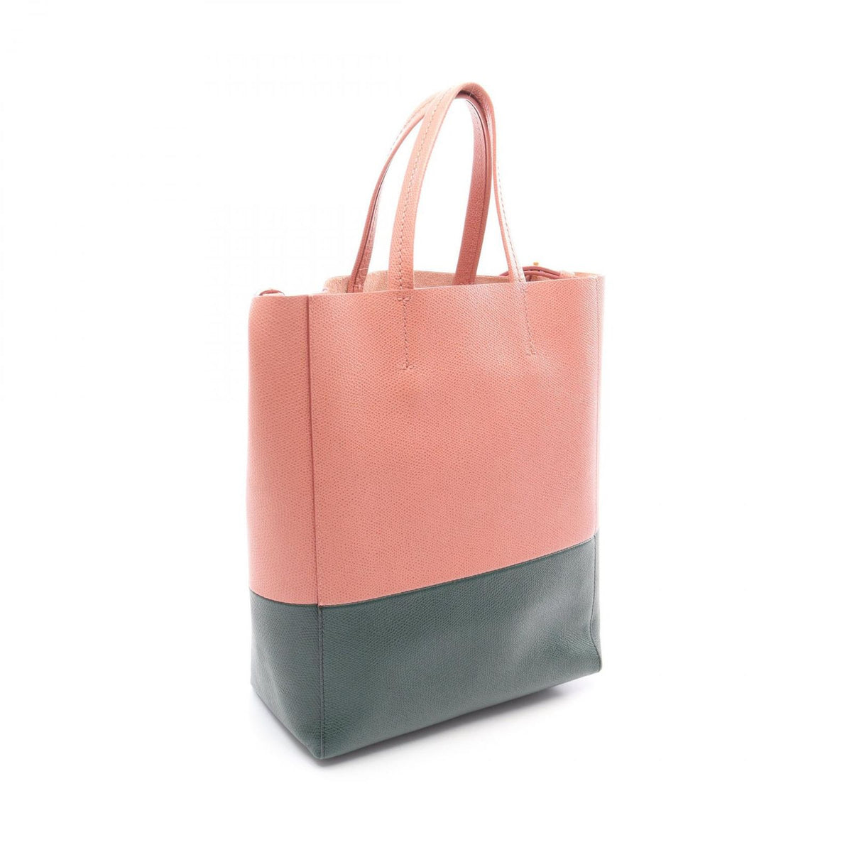 Celine Tote Bag Vertical Small Cover 2-Way Pink Green Leather — view 2
