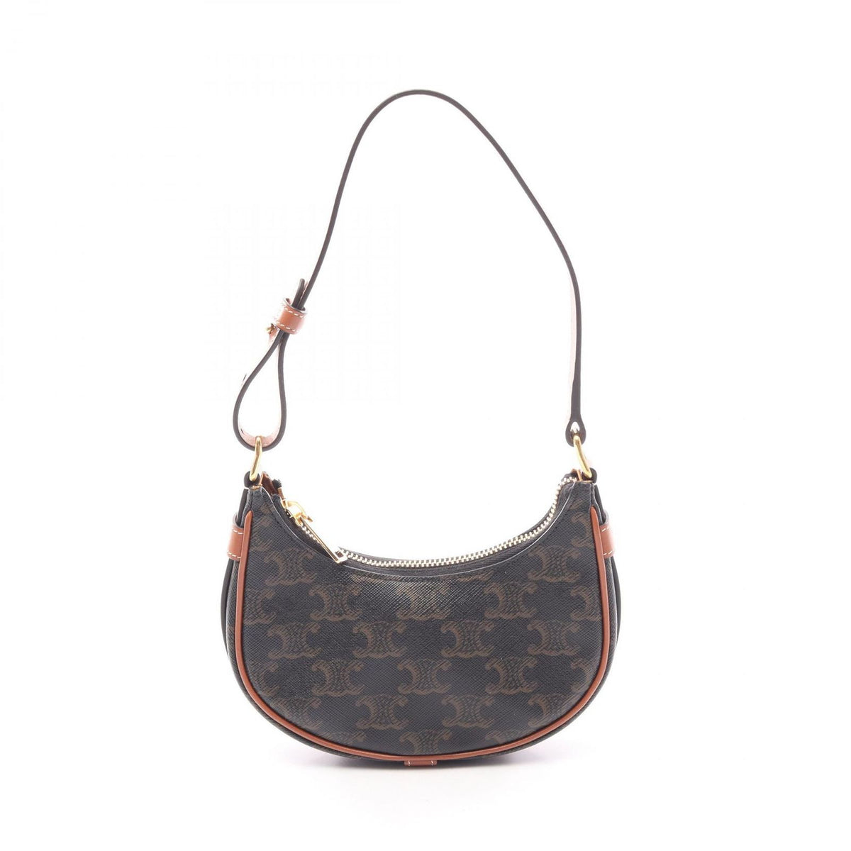 Celine Handbag Ava Mini Ava Triomphe Brown Canvas Leather