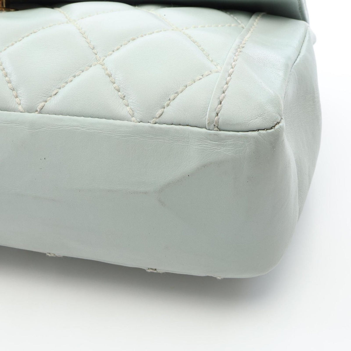 Chanel Handbag Wild Stitch Top Handle Light Blue Leather — view 6