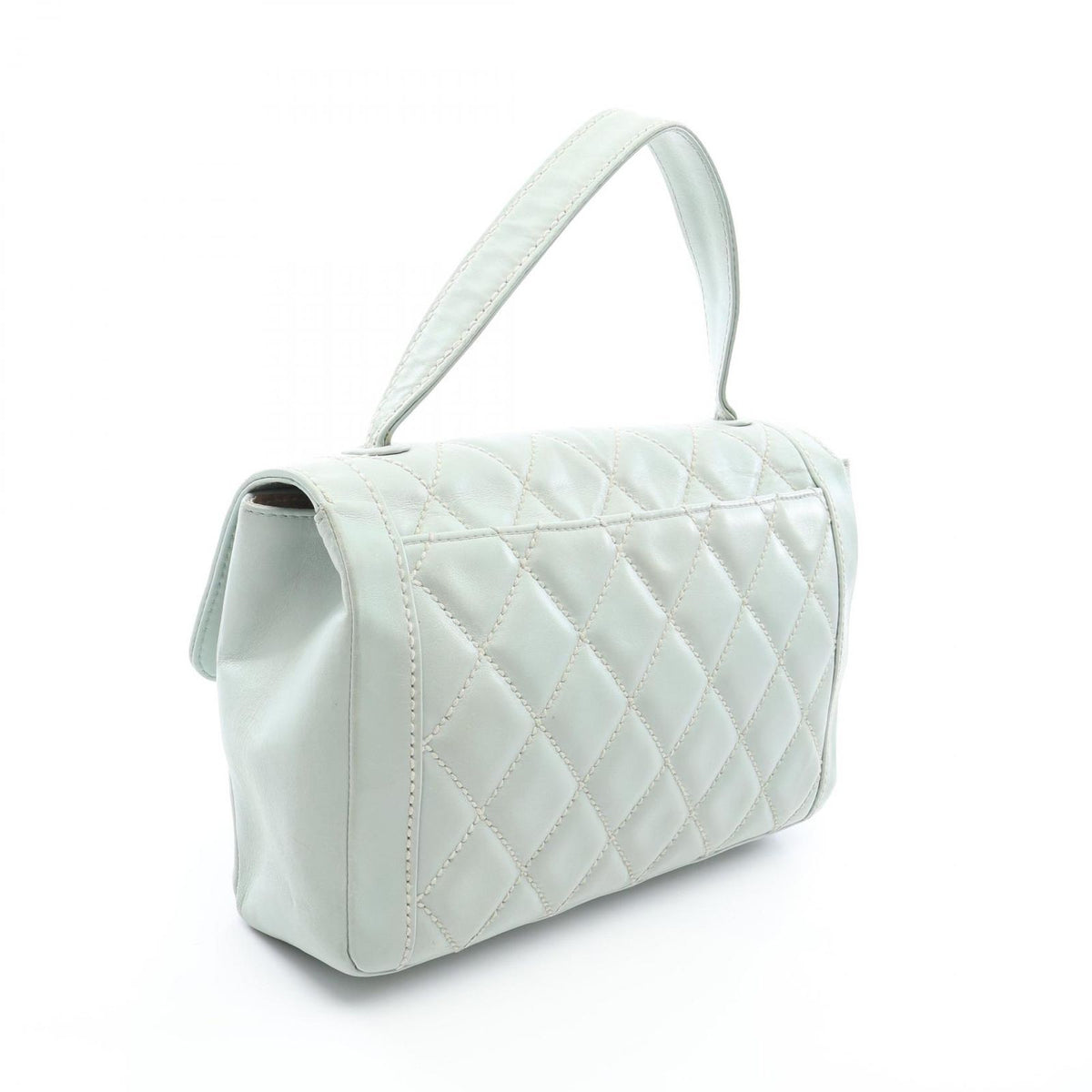 Chanel Handbag Wild Stitch Top Handle Light Blue Leather — view 2