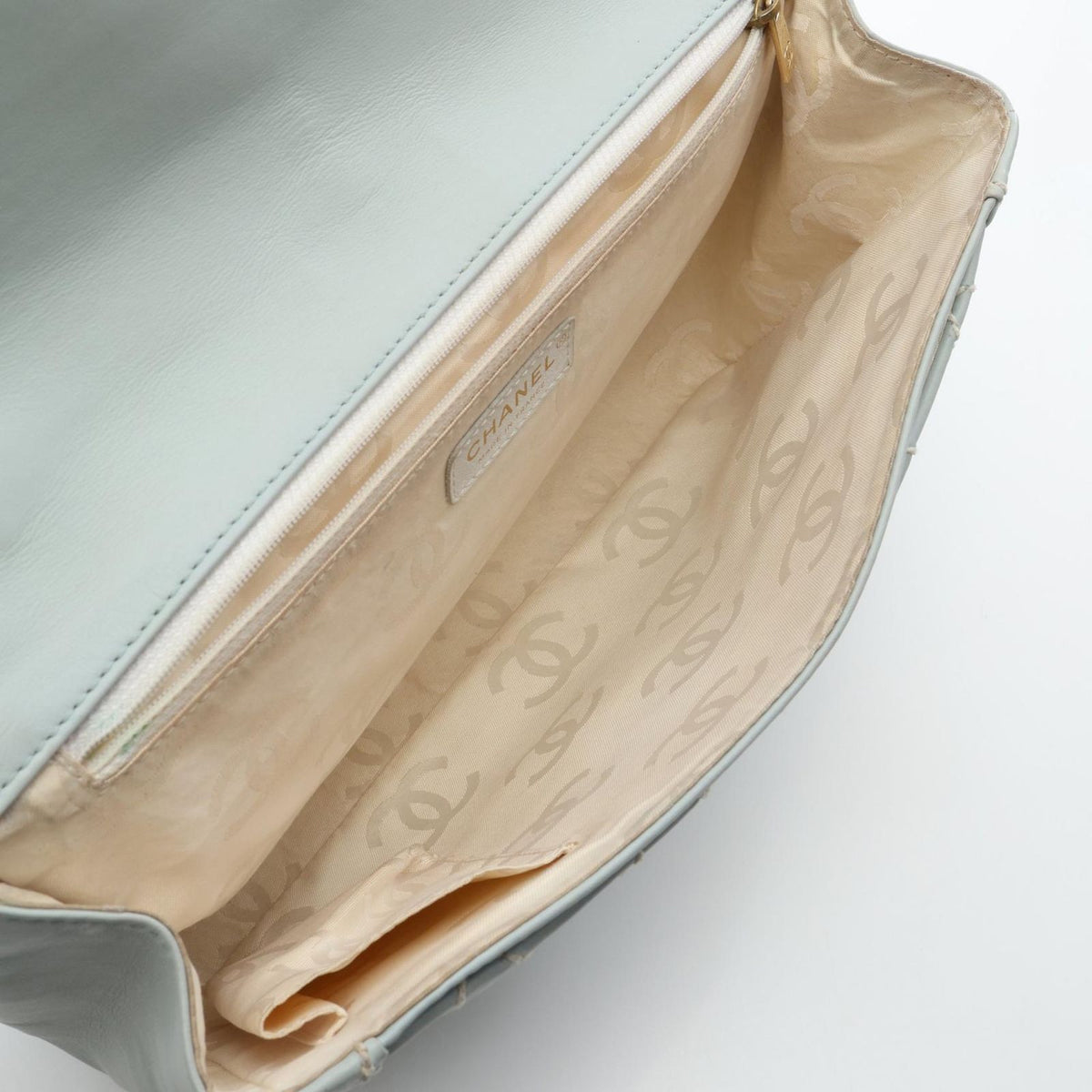 Chanel Handbag Wild Stitch Top Handle Light Blue Leather — view 3