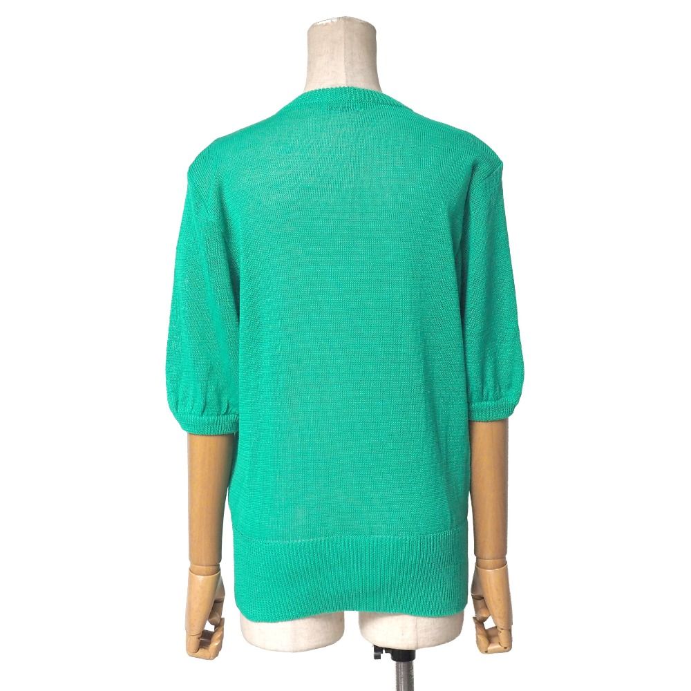 Saint Laurent Vintage Cardigan M All Linen Short Sleeve Knit Neck YSL Button — view 3
