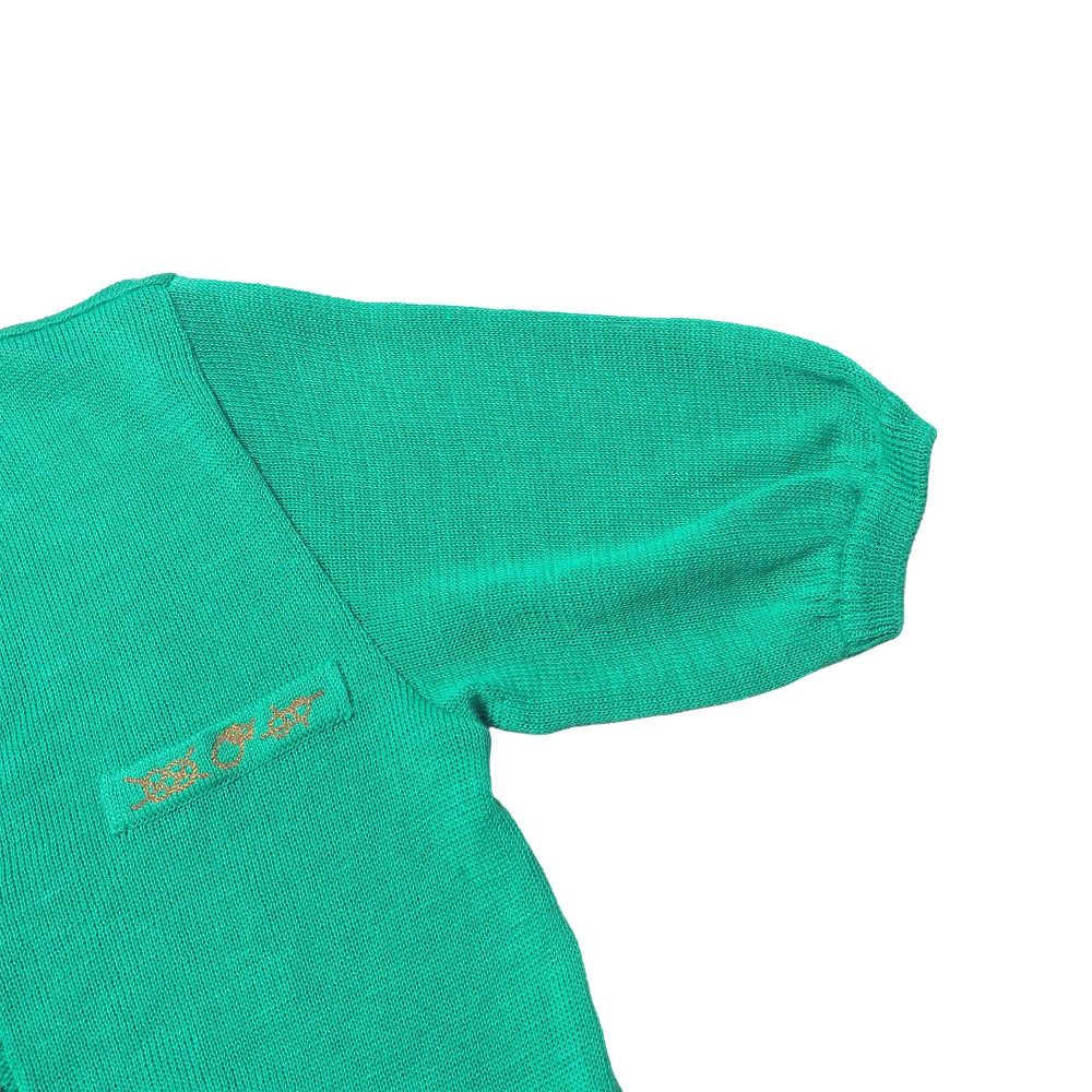 Saint Laurent Vintage Cardigan M All Linen Short Sleeve Knit Neck YSL Button — view 4