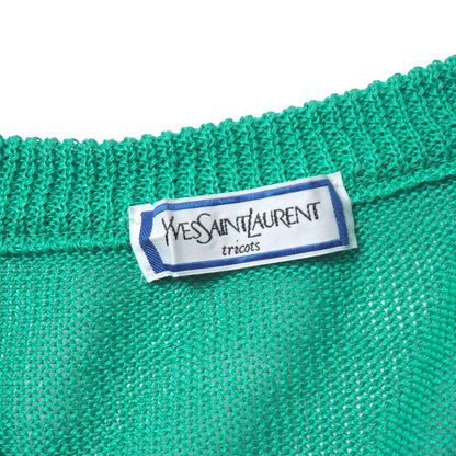 Saint Laurent Vintage Cardigan M All Linen Short Sleeve Knit Neck YSL Button — view 7