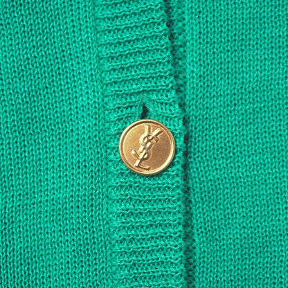 Saint Laurent Vintage Cardigan M All Linen Short Sleeve Knit Neck YSL Button — view 6