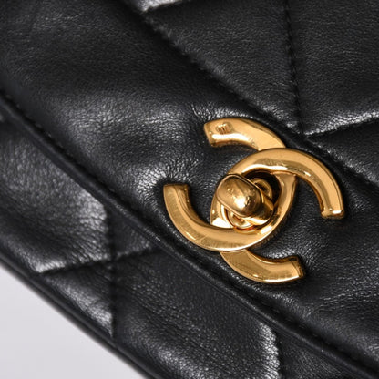 Chanel Diana 25 S Flap S Chain Shoulder Bag CC Logo Lambskin Black Gold 4 — view 5