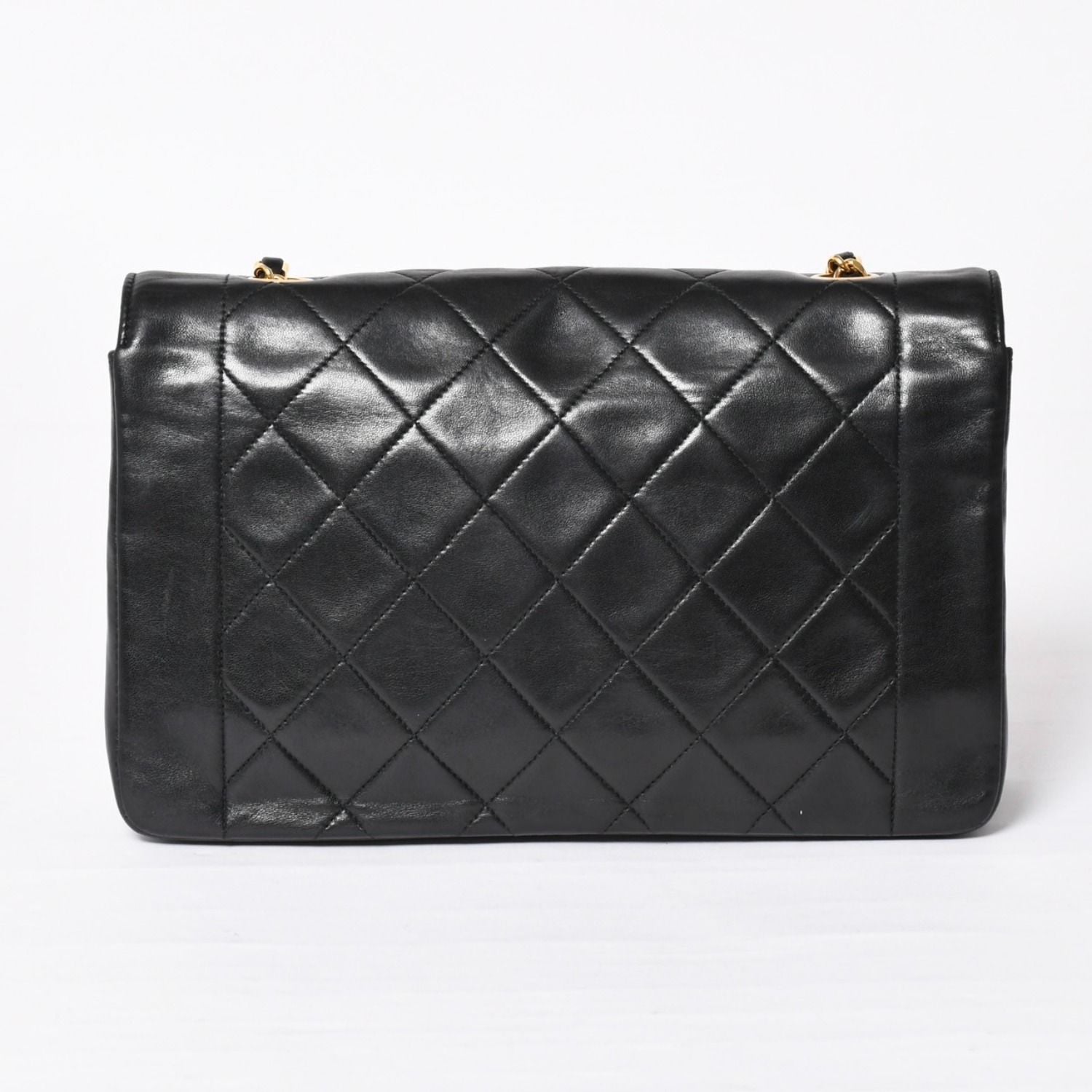 Chanel Diana 25 S Flap S Chain Shoulder Bag CC Logo Lambskin Black Gold 4 — view 2