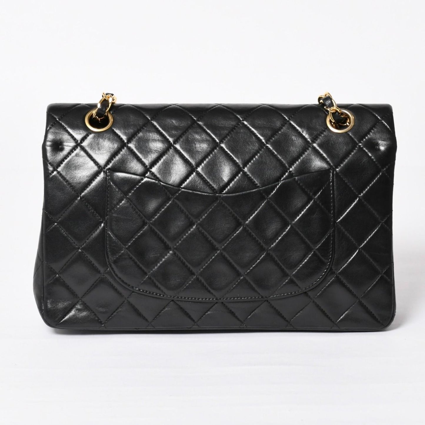 Chanel Quilted 25 Double Flap Chain Shoulder Bag CC Logo Lambskin Black Gold — view 2