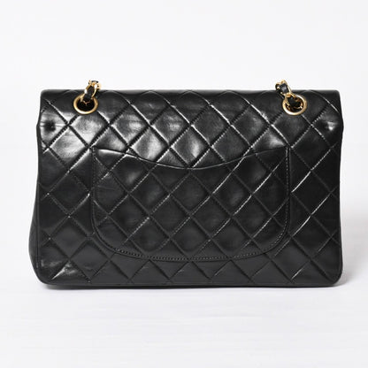 Chanel Quilted 25 Double Flap Chain Shoulder Bag CC Logo Lambskin Black Gold — view 2