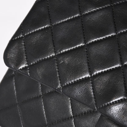 Chanel Quilted 25 Double Flap Chain Shoulder Bag CC Logo Lambskin Black Gold — view 8