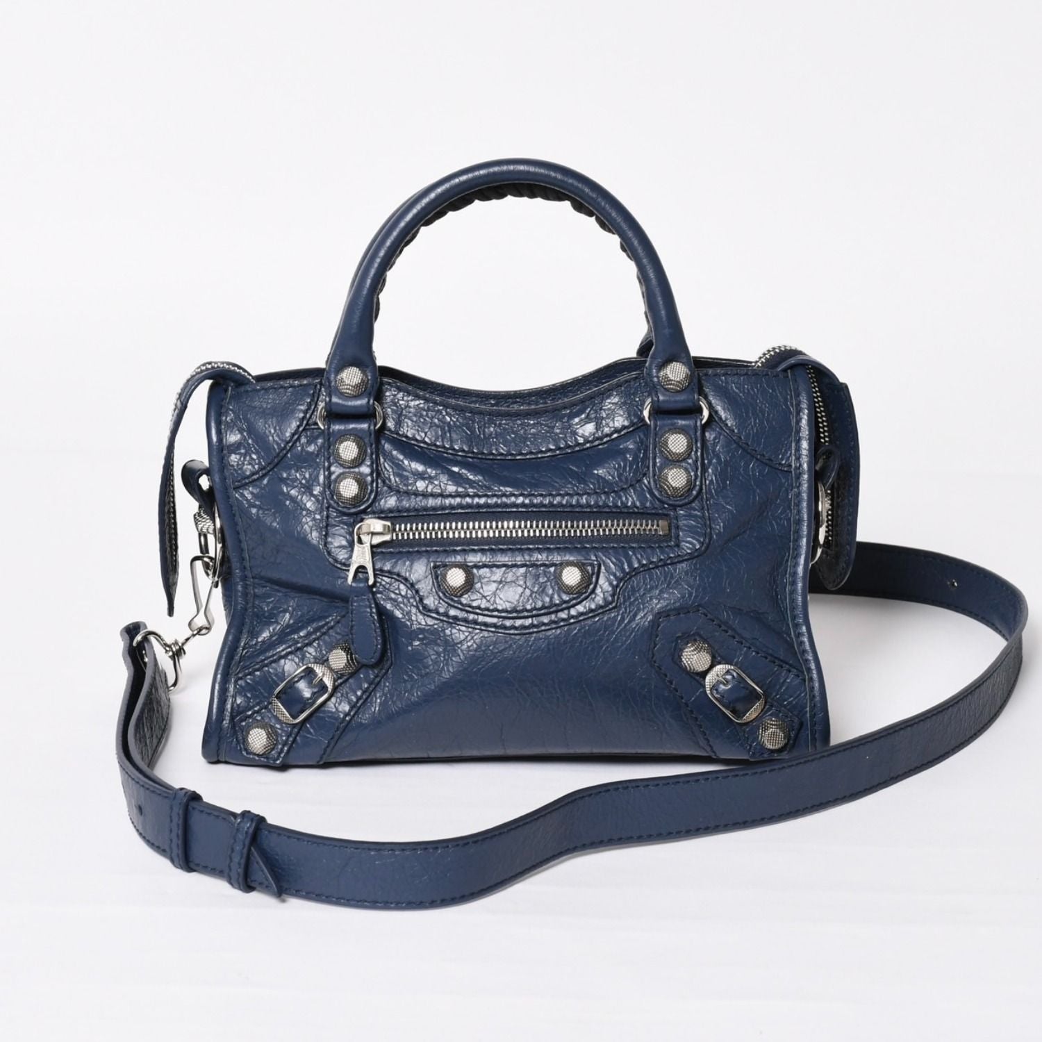 Balenciaga Classic Mini City 2-Way Handbag Navy