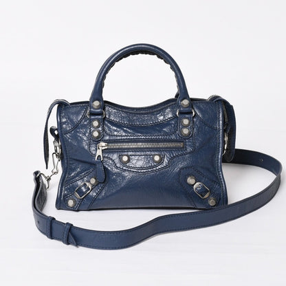 Balenciaga Classic Mini City 2-Way Handbag Navy