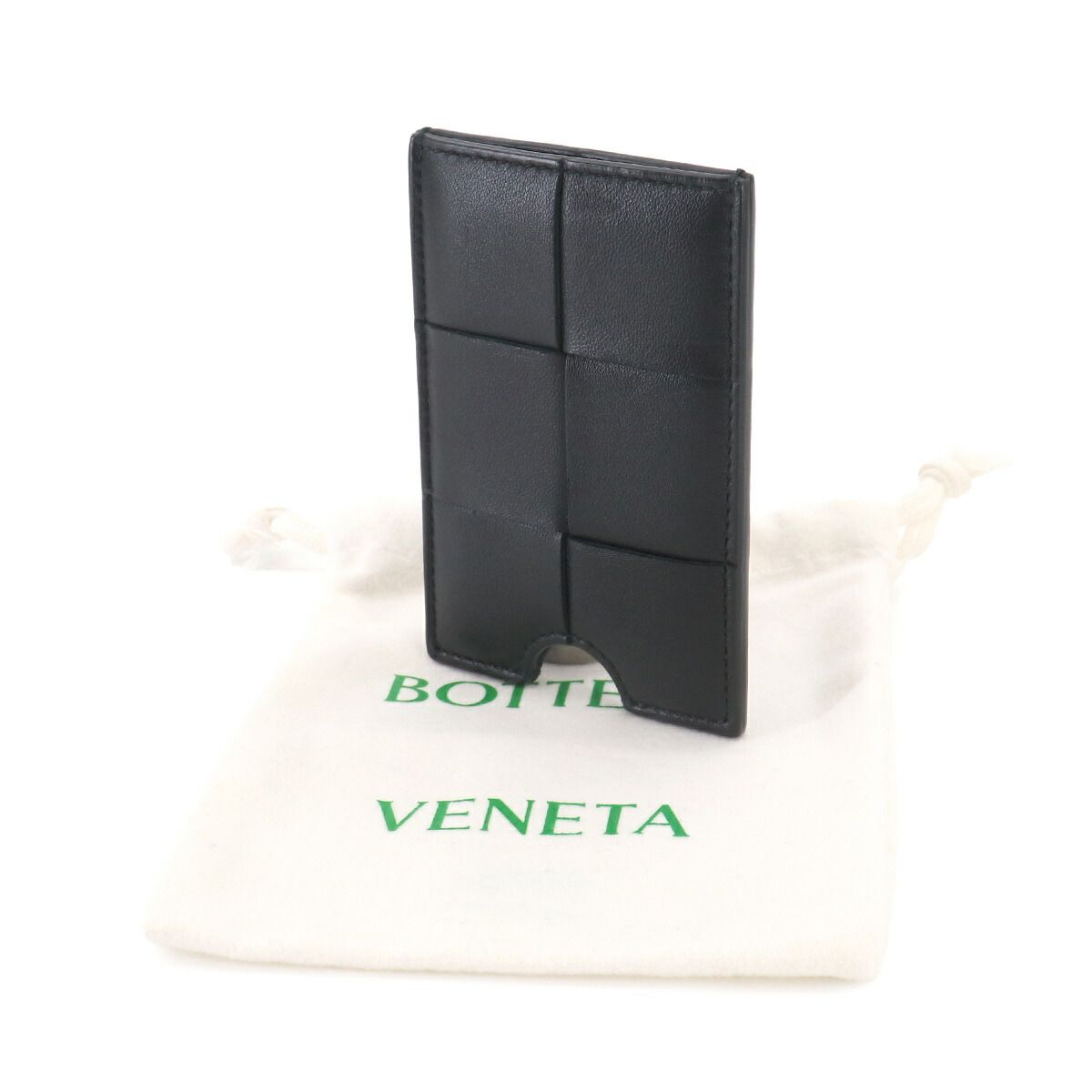 Bottega Veneta Maxi Intrecciato Card Case Leather Black — view 2