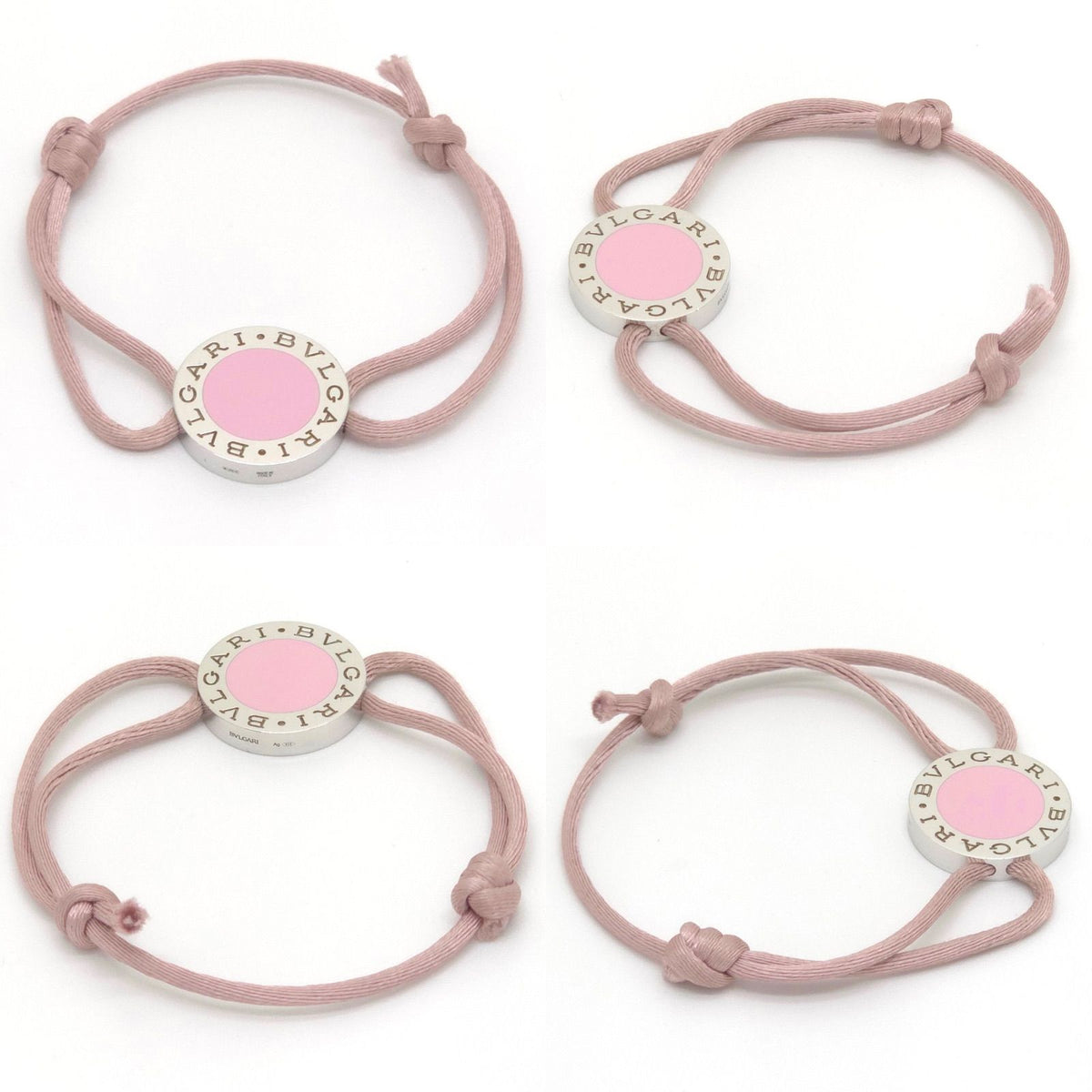 Bvlgari Lucky Bracelet Round Charm Enamel Code Pink Silver — view 2