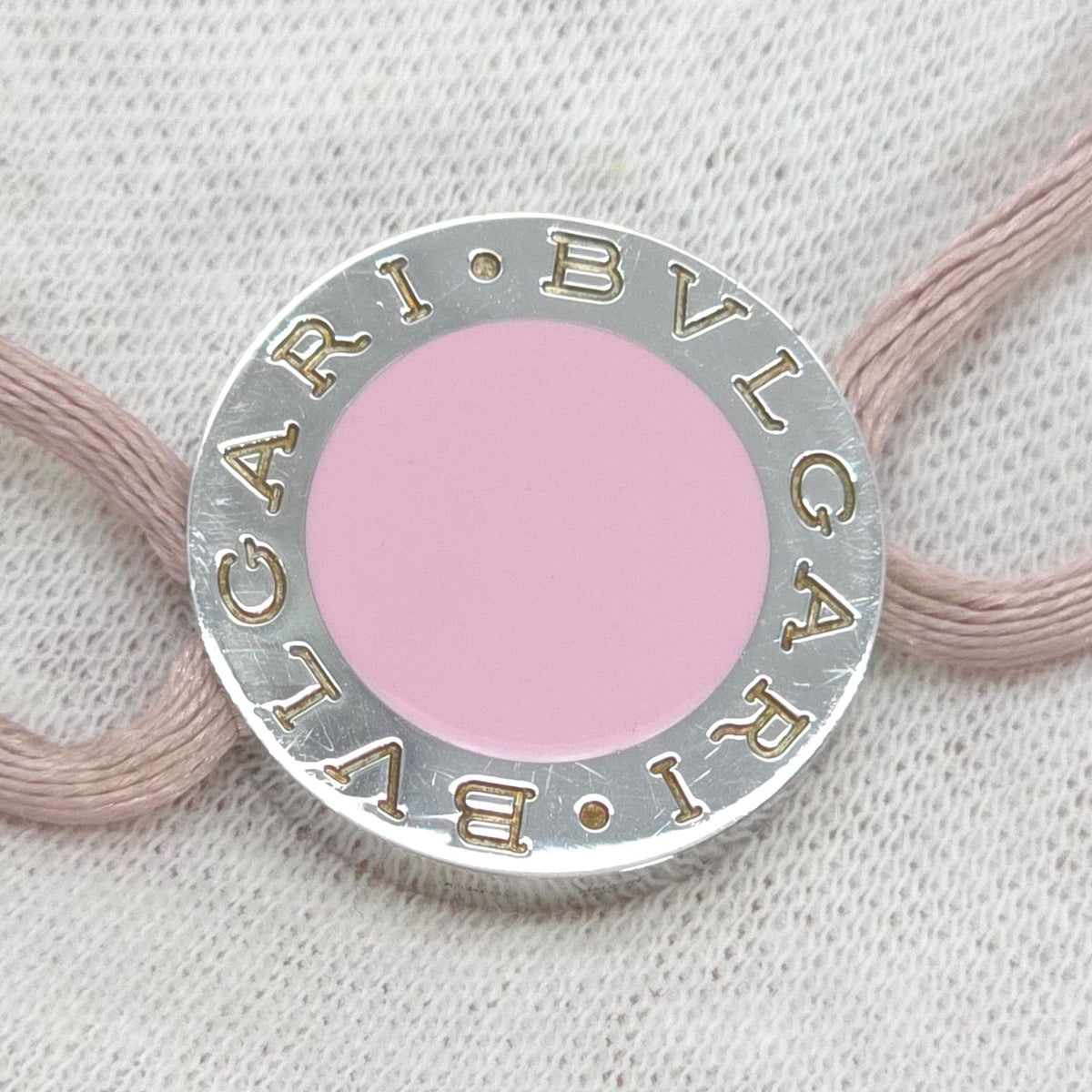 Bvlgari Lucky Bracelet Round Charm Enamel Code Pink Silver — view 5