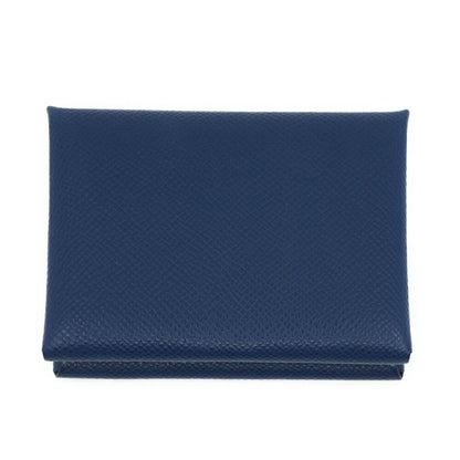 Hermes Calvi Duo Navy Coin Case Card Silver — view 2