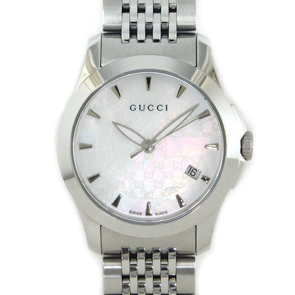 Gucci Watch Timeless 126.5 GG Pattern White Shell Dial Date Luminous Index