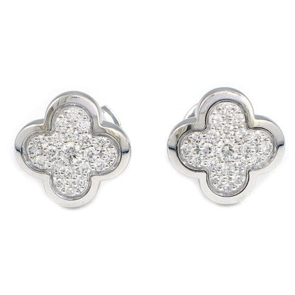 Van Cleef & Arpels Earrings Pure Alhambra Pave Diamond 18K White Gold