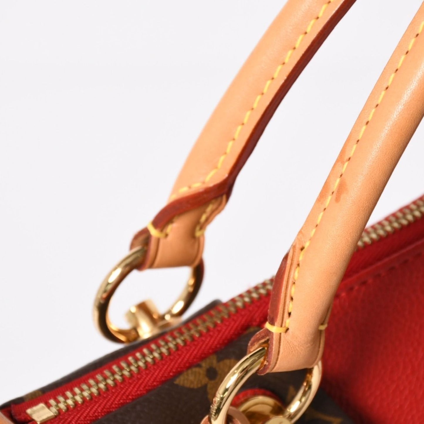 Louis Vuitton Tote MM 2-Way Shoulder Bag Leather Red Brown — view 5