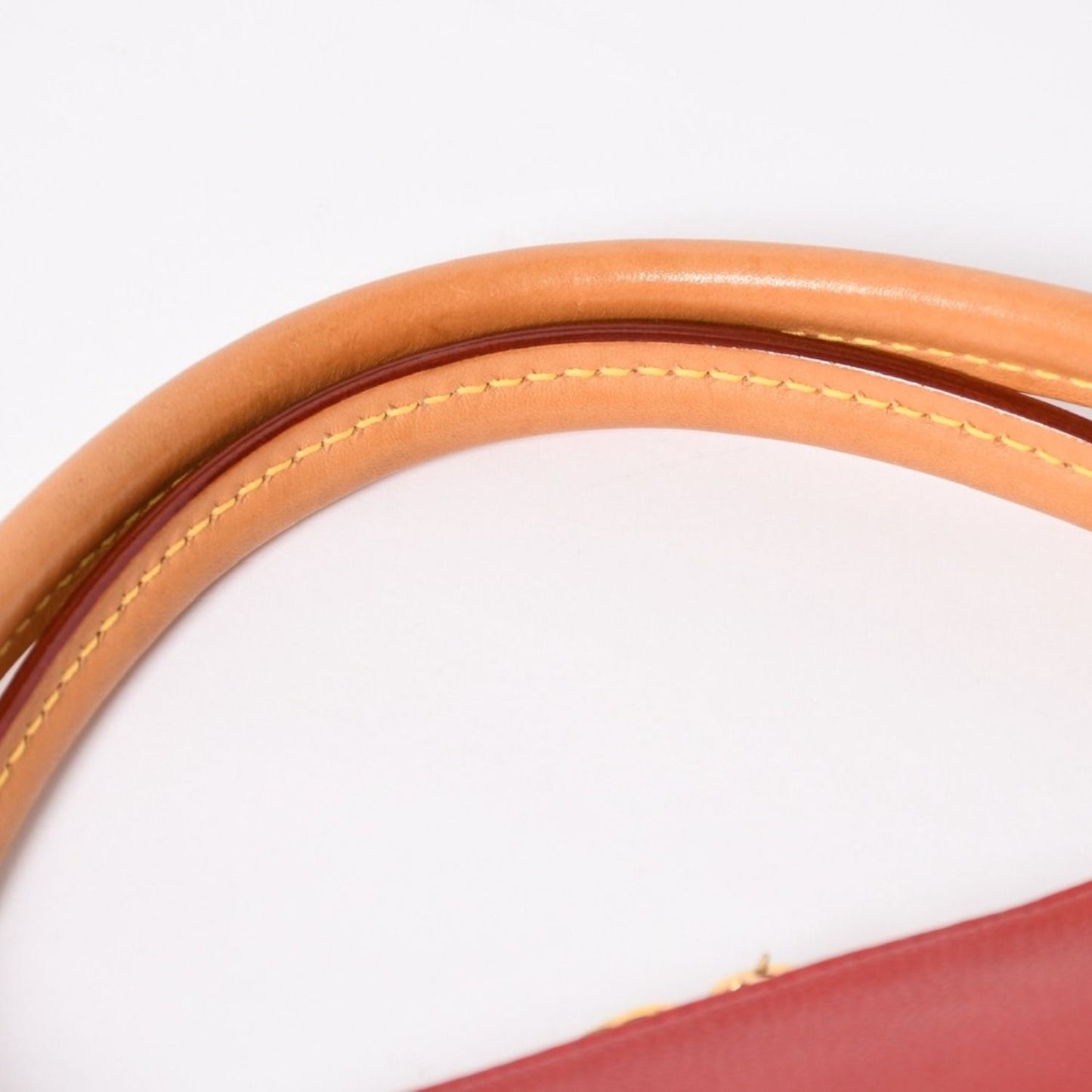 Louis Vuitton Tote MM 2-Way Shoulder Bag Leather Red Brown — view 7