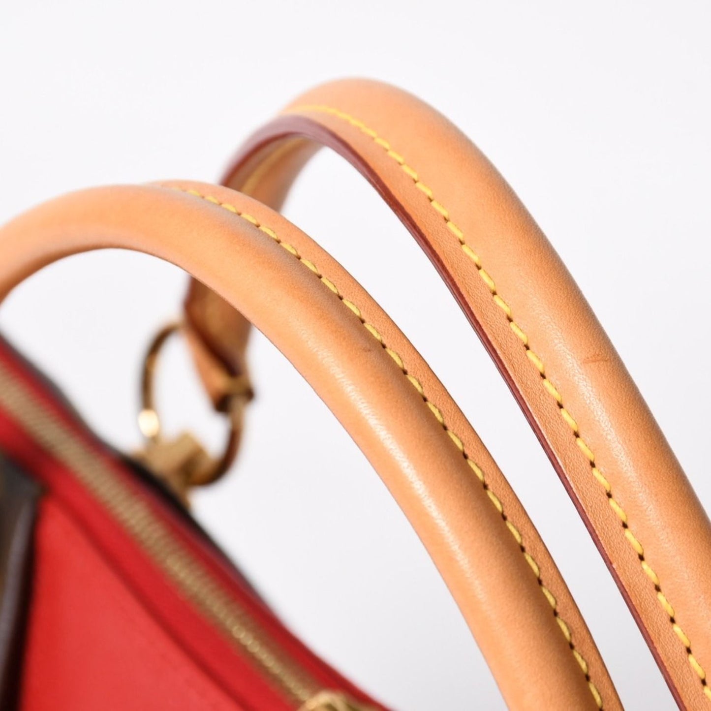 Louis Vuitton Tote MM 2-Way Shoulder Bag Leather Red Brown — view 6