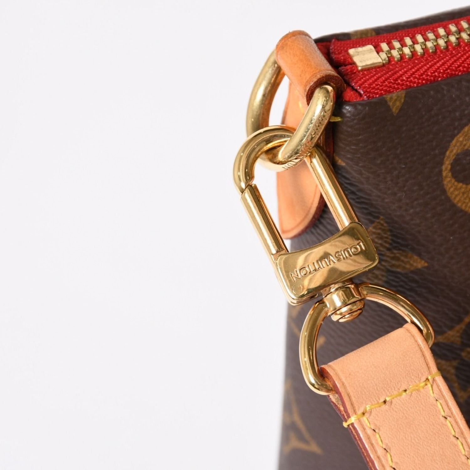Louis Vuitton Tote MM 2-Way Shoulder Bag Leather Red Brown — view 8