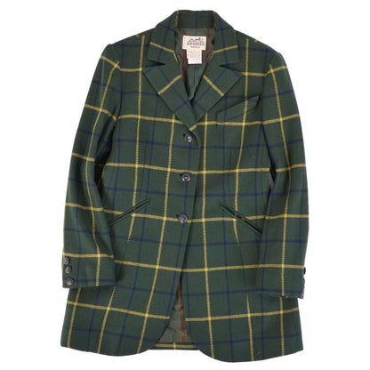 Hermes Vintage Tailored Jacket Check Cashmi