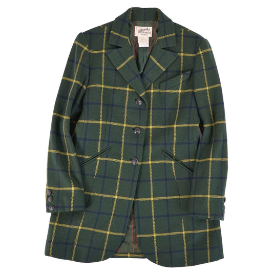 Hermes Vintage Tailored Jacket Check Cashmi