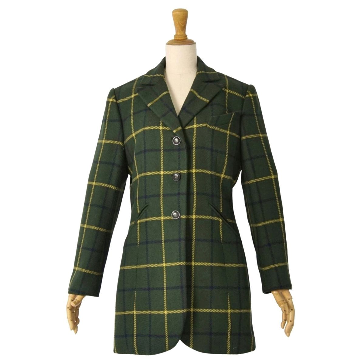 Hermes Vintage Tailored Jacket Check Cashmi — view 3