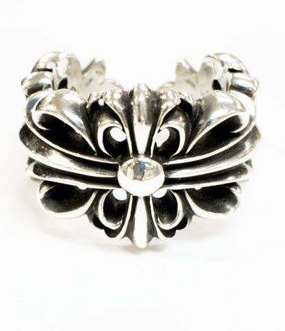 Chrome Hearts Dbl Flrl Double Floral Cross Ring Silver