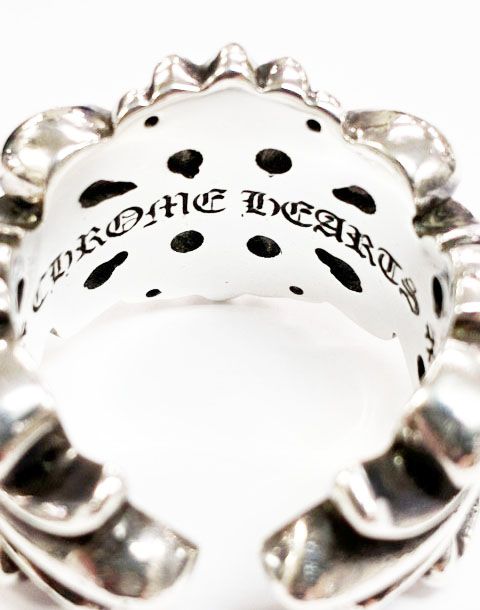 Chrome Hearts Dbl Flrl Double Floral Cross Ring Silver — view 7