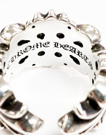Chrome Hearts Dbl Flrl Double Floral Cross Ring Silver — view 7