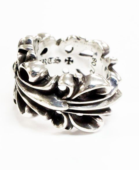 Chrome Hearts Dbl Flrl Double Floral Cross Ring Silver — view 4